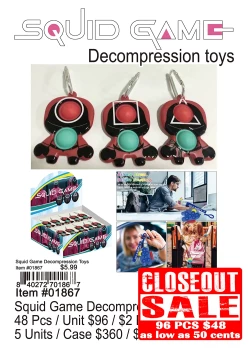 Squid Game Decompression Toys - Closeout 96 Pcs.